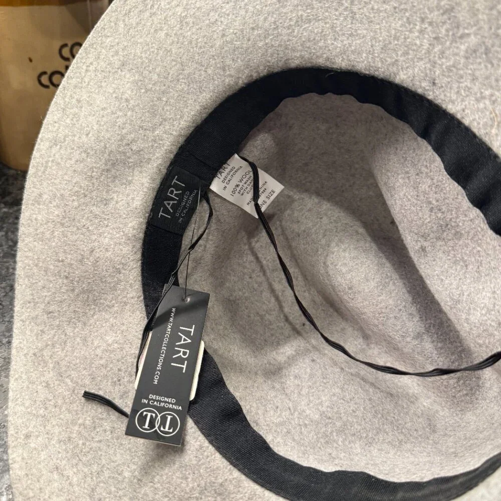 NWT TART California Wool Fedora Hat — Grey Wide Brim Felt — One Size